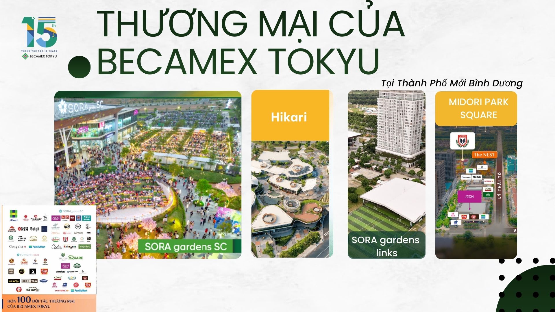 Thương mại Becamex Tokyu tại Thành phố Mới Bình Dương: Từ Hikari đến SORA gardens và MIDORI PARK