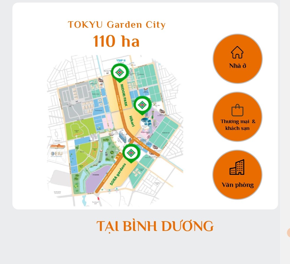 Các phân khu trong Tokyu Garden City